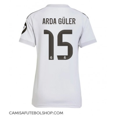 Camisa de time de futebol Real Madrid Arda Guler #15 Replicas 1º Equipamento Feminina 2025-26 Manga Curta Camisa de time de futebol Real Madrid Arda Guler #15 Replicas 1º Equipamento Feminina 2025-26 Manga Curta